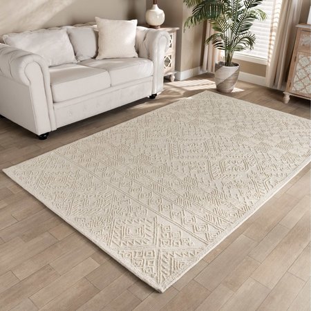 BAXTON STUDIO Linwood Modern and Contemporary Ivory Hand-Tufted Wool Area Rug 188-11863-ZORO